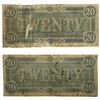 Image 2 : [2 Bills] $20 Confederate States of America Note