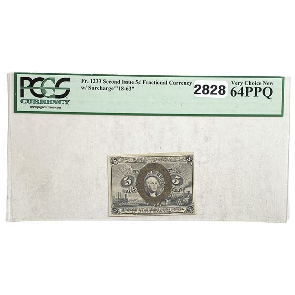 1863 5C Second Issue Fract. Currency PCGS 64 PPQ
