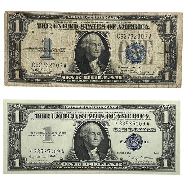 [2 Bills]1934-1957 $1 United States SIlver Certificate