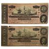 Image 1 : [2 Bills]1864 $220 Confederate States of America Note