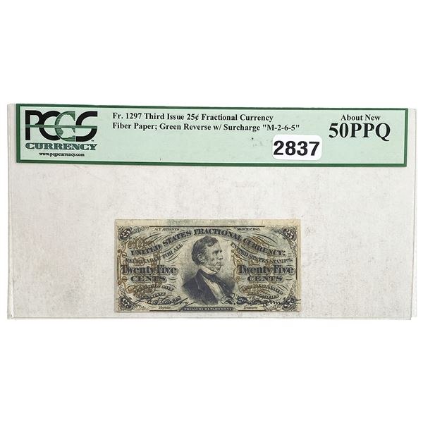 1863 25C Third Issue Fractional Currency PCGS 50 PPQ
