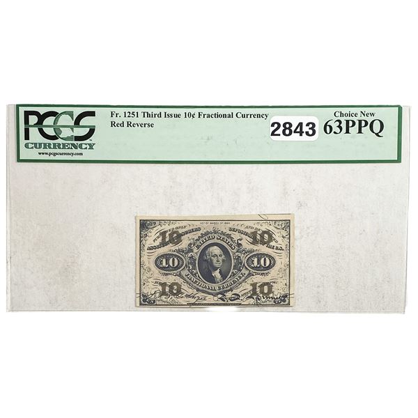 1863 10C Third Issue Fractional Currency PCGS 63 PPQ