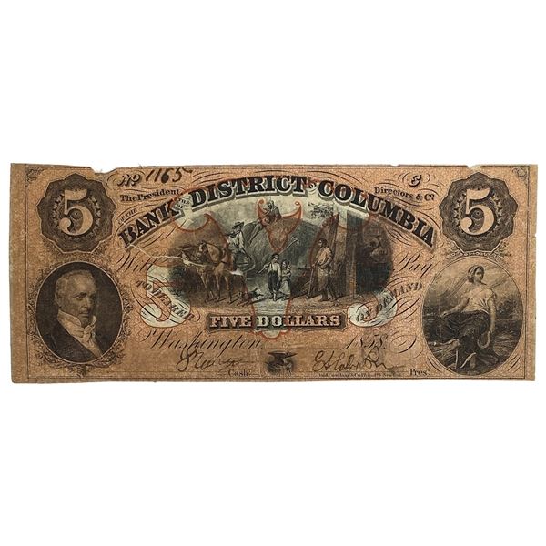 1858 $5 Bank of Discrict of Columbia 4