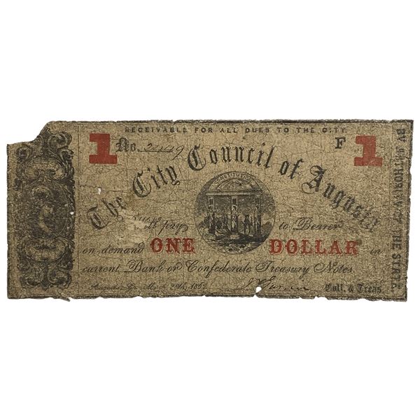 1862 $1 Bank of Confederate Treasury Note 4