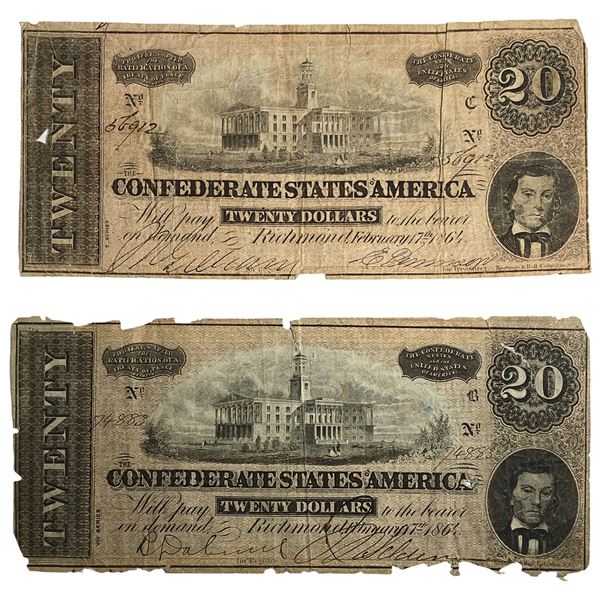 1864 $20 Confederate States of America Note