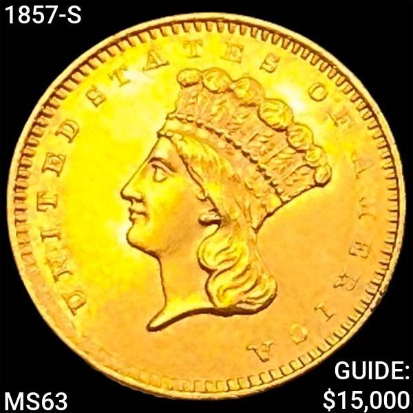 1857-S Rare Gold Dollar CHOICE BU