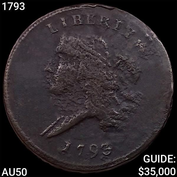 1793 Flowing Hair Half Cent CLOSELY UNCIRCULATED