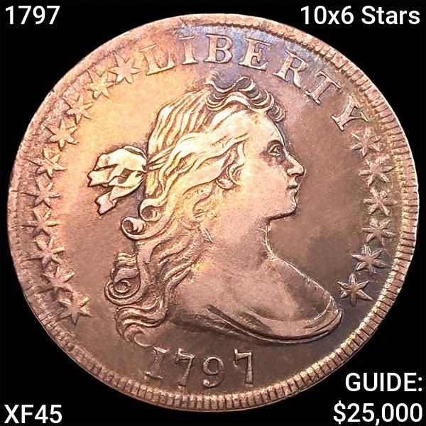 1797 10x6 Stars Draped Bust Dollar NEARLY UNCIRCULATED