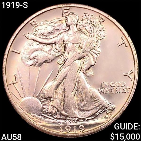 1919-S Walking Liberty Half Dollar CHOICE AU