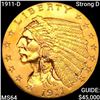 1911-D Strong D $2.50 Gold Quarter Eagle CHOICE BU