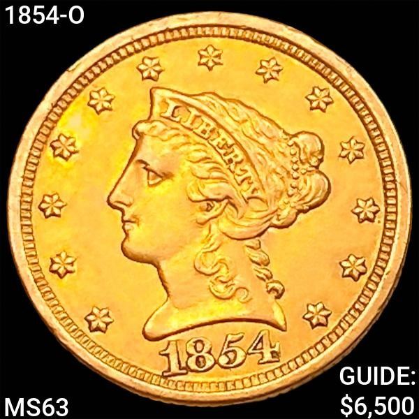 1854-O $2.50 Gold Quarter Eagle CHOICE BU