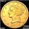 Image 1 : 1851-C $5 Gold Half Eagle UNCIRCULATED
