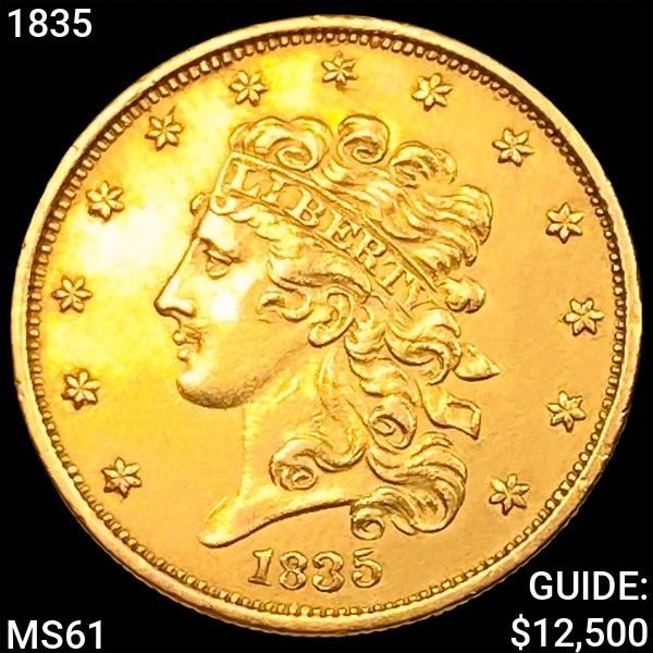 1835 $5 Gold Half Eagle UNCIRCULATED