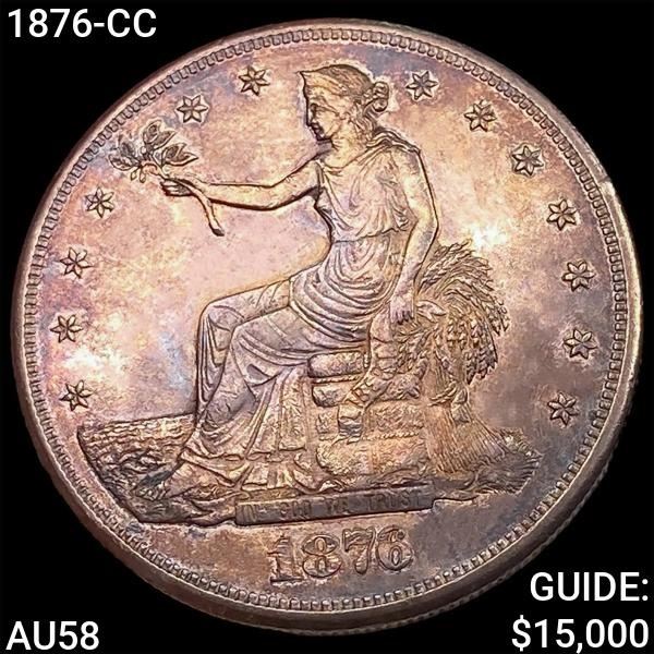 1876-CC Silver Trade Dollar CHOICE AU