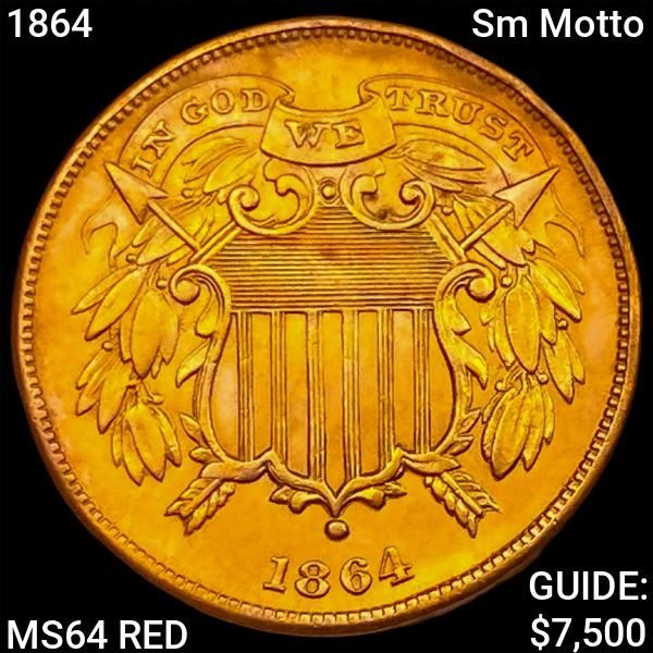1864 Sm Motto Two Cent Piece CHOICE BU RD
