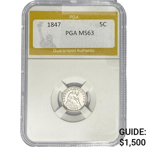 1847 Seated Liberty Half Dime PGA MS63
