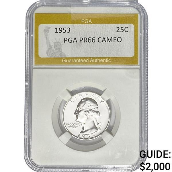 1953 Washington Silver Quarter PGA PR66 CAMEO