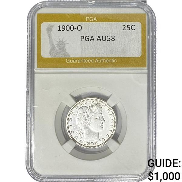 1900-O Barber Quarter PGA AU58