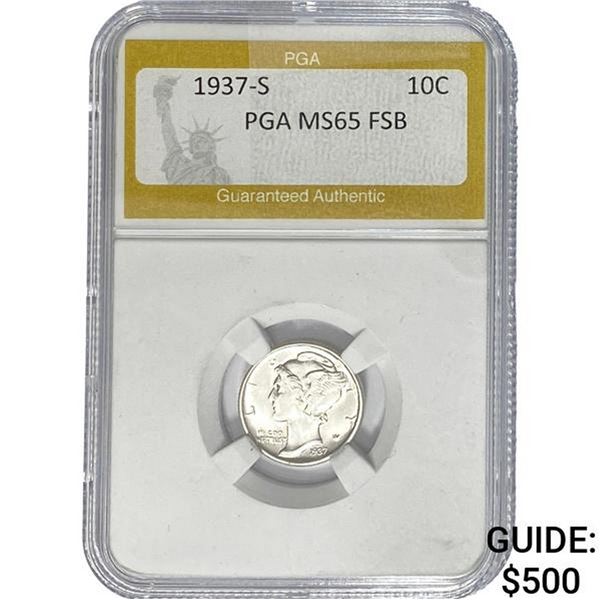 1937-S Mercury Silver Dime PGA MS65 FSB