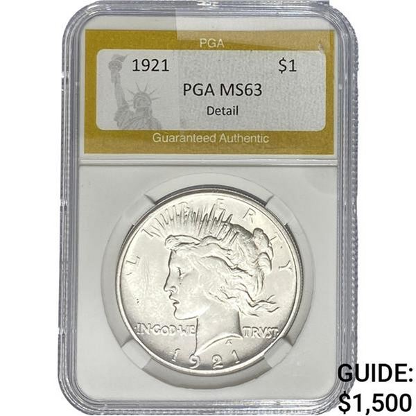1921 Silver Peace Dollar PGA MS63