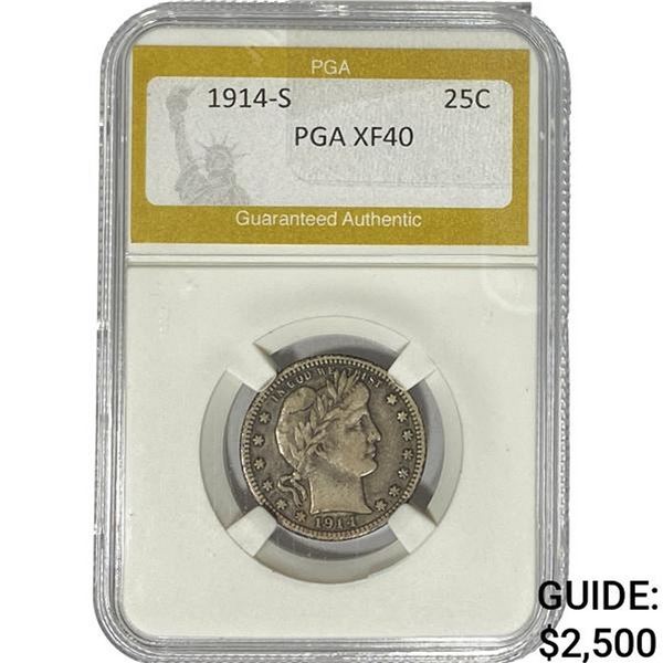 1914-S Barber Quarter PGA XF40
