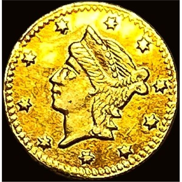1855 Gold Calif Liberty 1/4 Dollar Round CHOICE AU