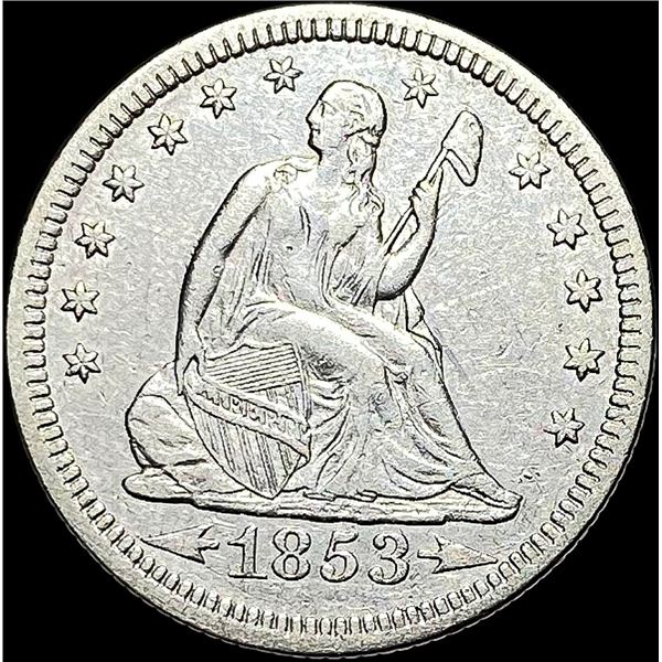 1853 Arrows/Rays Seated Liberty Quarter LIGHTLY CIRCULATED