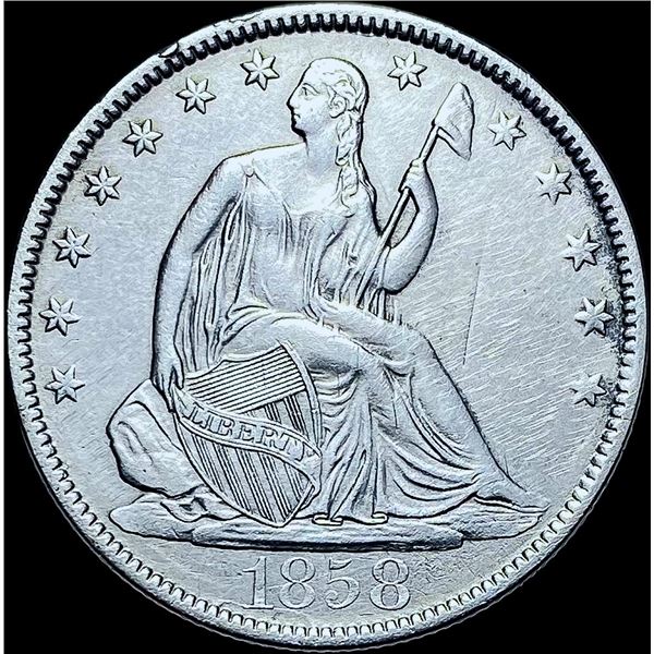 1858-O Silver Seated Liberty Half Dollar CHOICE AU