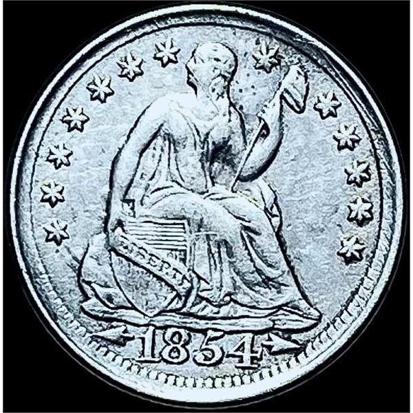 1854 Seated Liberty Half Dime CHOICE AU