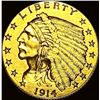 1914-D Gold $2.5 Indian Head Quarter Eagle CLOSELY UNCIRCULATED