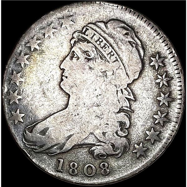 1808 Capped Bust Silver Half Dollar LIGHTLY CIRCULATED
