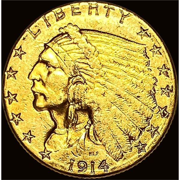 1914-D Indian Head Gold $2.50 Quarter Eagle CLOSELY UNCIRCULATED