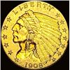 Image 1 : 1908 Indian Head Gold $2.5 Quarter Eagle CLOSELY UNCIRCULATED