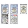 Image 1 : 1883-2021 GEM BU US Silver Dollar Lot [5 Coins] PCGS/NGC/ANACS MS63-70