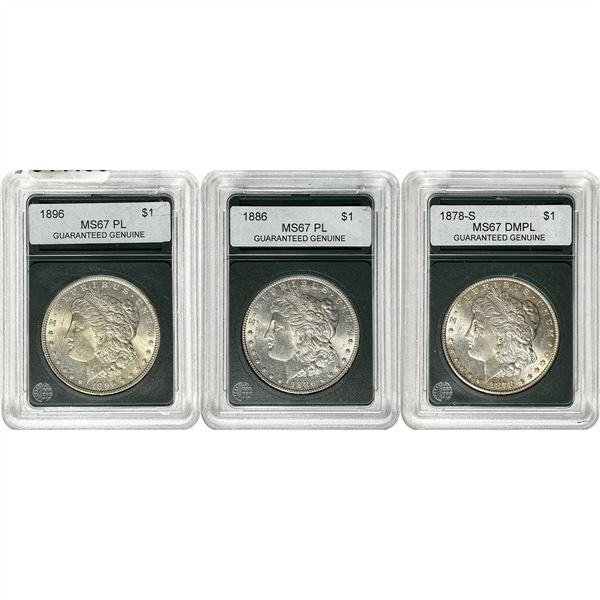 1878-1896 GEM BU Morgan Silver Dollar Lot [3 Coins]