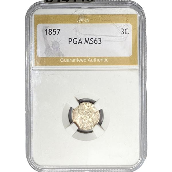 1857 Silver Three Cent PGA MS63