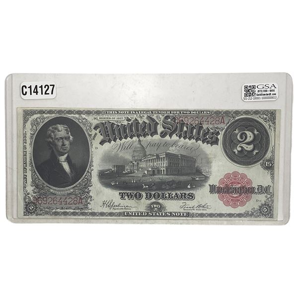 1917 High Grade US $2 Federal Reserve Note