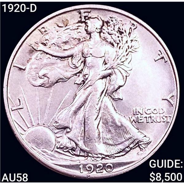 1920-D Walking Liberty Half Dollar CHOICE AU