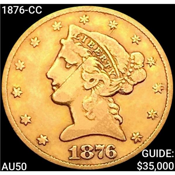 1876-CC $5 Gold Half Eagle CLOSELY UNCIRCULATED