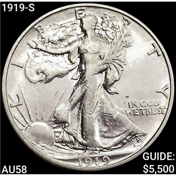 1919-S Walking Liberty Half Dollar CHOICE AU