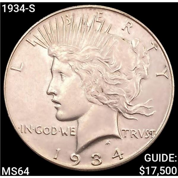 1934-S Silver Peace Dollar CHOICE BU
