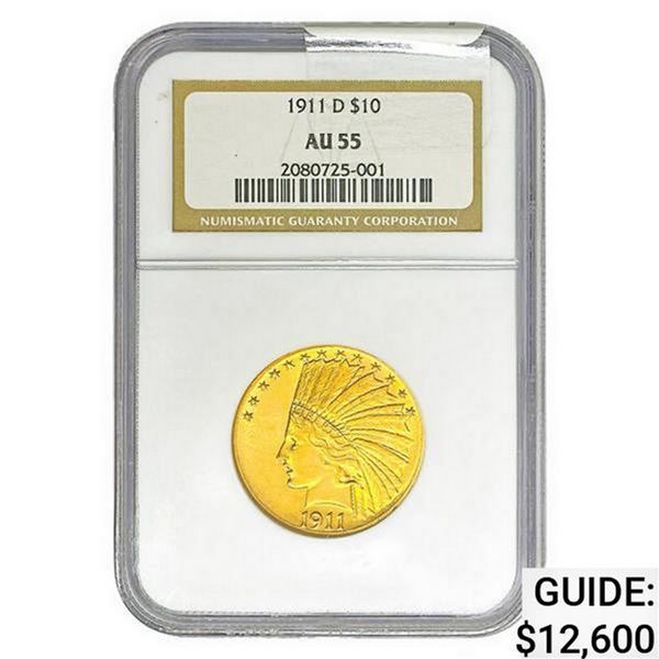 1911-D $10 Gold Eagle NGC AU55