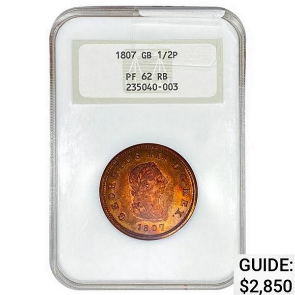 1807 G.Britain 1/2 Penny SEGS PF62 RB