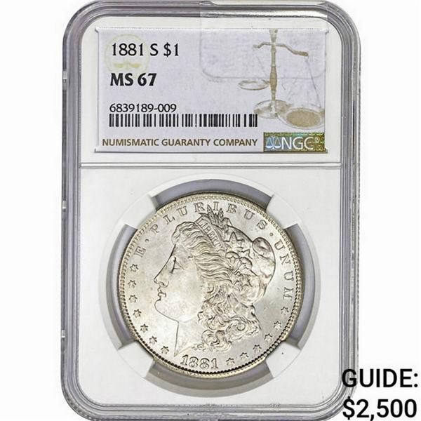 1881-S Morgan Silver Dollar NGC MS67