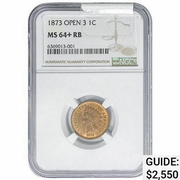 1873 Indian Head Cent NGC MS64+ RB Open 3