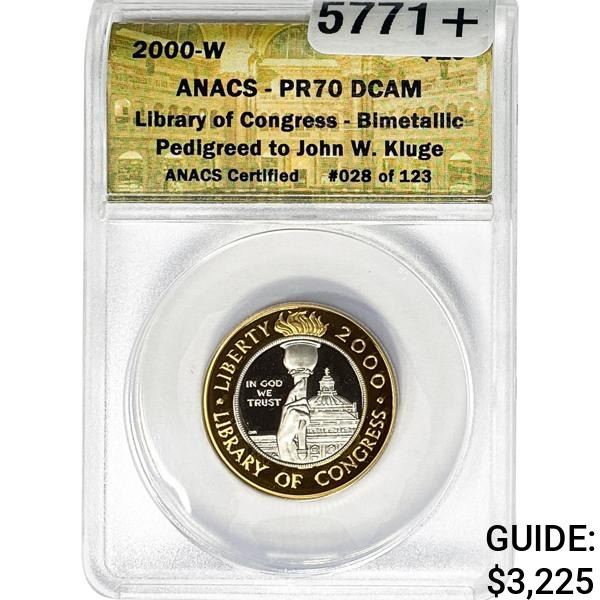 2000-W $10 library of Congress ANACS PR70 DCAM