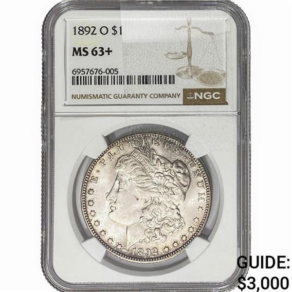 1892-O Morgan Silver Dollar NGC MS63+