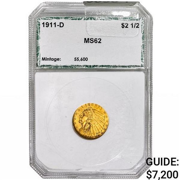 1911-D $2.50 Gold Quarter Eagle PCI MS62