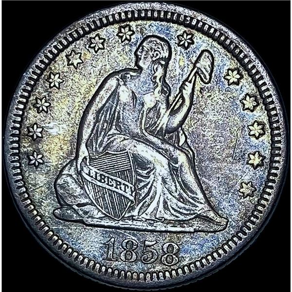 1858 Silver Quarter Dollar (Seated Liberty) CHOICE AU