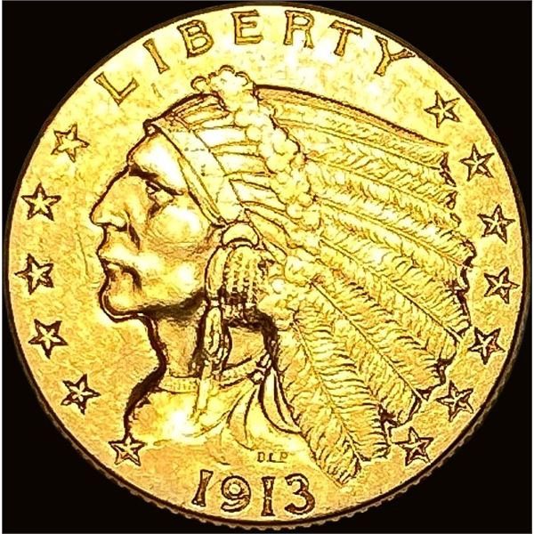 1913 Indian Head Gold $2.5 Quarter Eagle CHOICE BU